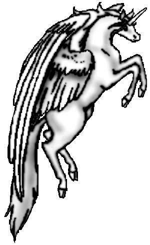 unicorns with wings. with two folded wings